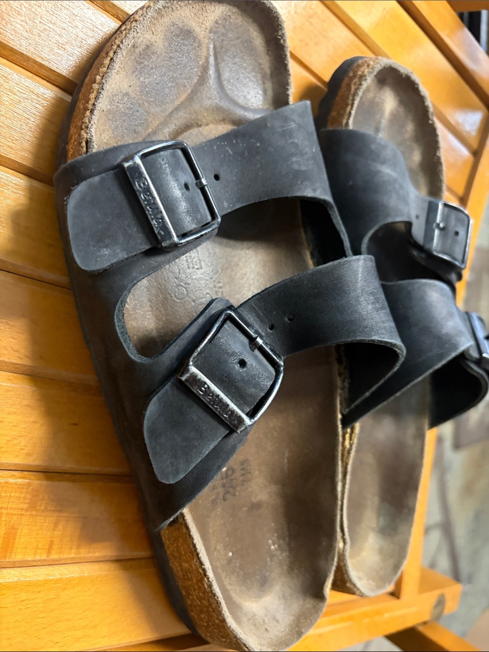 Classic Women’s Betula Birkenstock Double-Buckle Black Leather Slide Sandals